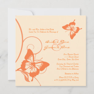 Convite De Casamento De Borboleta Laranja