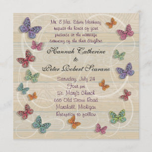 Convite de Casamento de Borboleta Linda