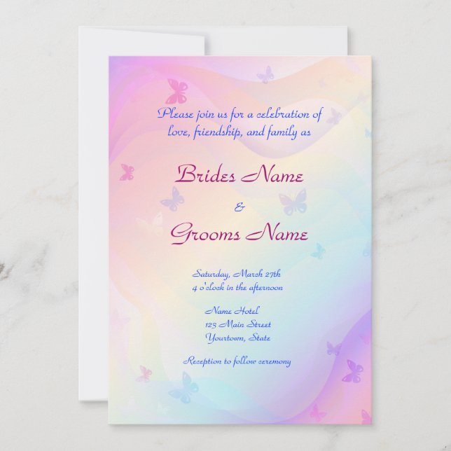 Convite de Casamento de Borboletas Na moda (Frente)