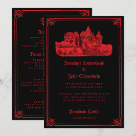 Convite de Casamento de Borda de Castelo Gótico Pr
