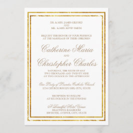 Convite de casamento de Borda Dourada de Script El