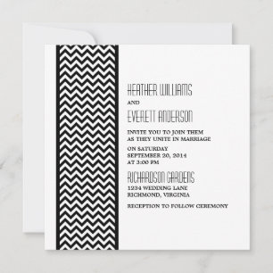 Convite de casamento de Borda Ebony Chevron