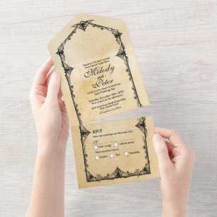 Convite de casamento de Borda Gótica do Halloween 