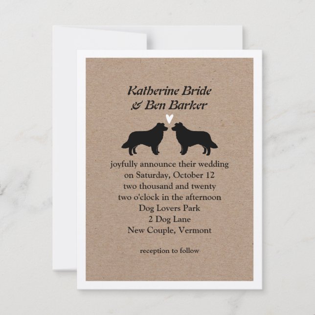 Convite de Casamento de Border Collies (Frente)