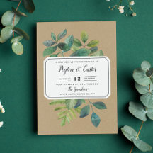 Convite De Casamento De Botanica Kraft