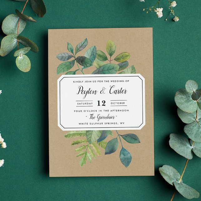 Convite De Casamento De Botanica Kraft (Criador carregado)