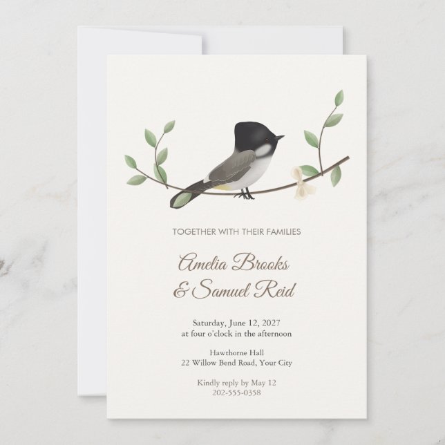 Convite de Casamento de Bulbul de Cabeça Fumê (Frente)