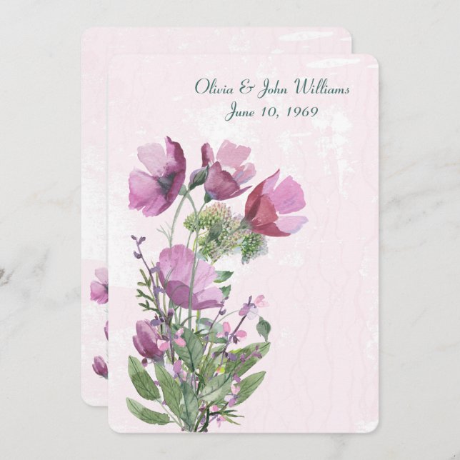 Convite de casamento de buquê cor-de-rosa (Frente/Verso)