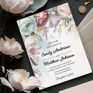 Convite De Casamento De Buquê Floral Bonito