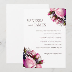 Convite de Casamento de Buquês rosas