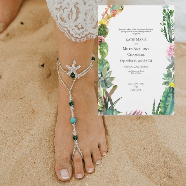 Convite de Casamento de Cacto Suculento Simples Mo (Criador carregado)
