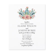 Convite De Casamento De Cactos Para Blush De Orçam