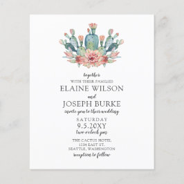 Convite De Casamento De Cactos Para Blush De Orçam