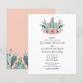 Convite De Casamento De Cactos Para Blush De Orçam