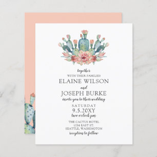 Convite De Casamento De Cactos Para Blush De Orçam