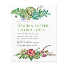 Convite De Casamento De Cactus Suculente De Boho D