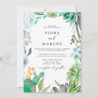 Convite De Casamento De Cactus Suculento