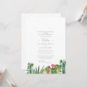 Convite de Casamento de Cactus Suculento Tropical
