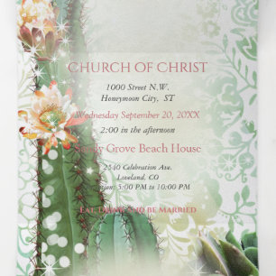 Convite de Casamento de Cactus Triplo Tudo em Um