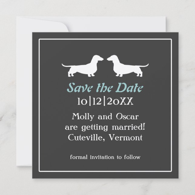 Convite de casamento de cães Dachshund para salvar (Frente)