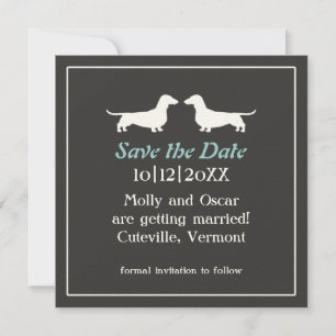 Convite de casamento de cães Dachshund para salvar