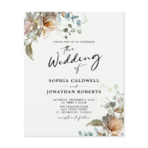 Convite de casamento de Caligrafia Floral do Códig