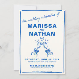 Convite de Casamento de Campeão Desenhado Azul