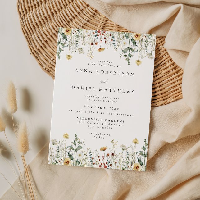 Convite de Casamento de Campo de Flores Silvestres (Criador carregado)
