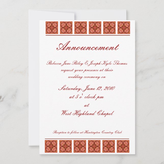 Convite de Casamento de Canela (Frente)