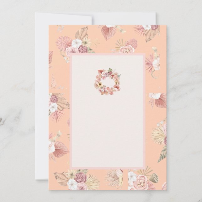 Convite de Casamento de Caramelo com Coroa Floral  (Frente)
