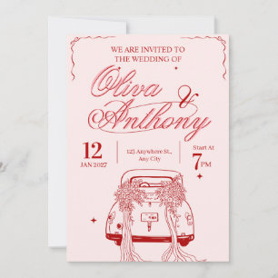 Convite de Casamento de Carro Antigo Vintage