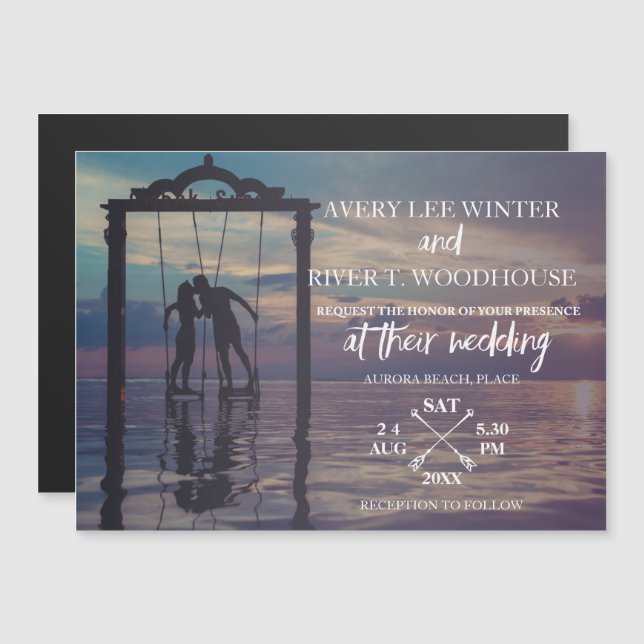 Convite de casamento de Cartão com fotos de Setas (Frente/Verso)