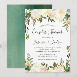 Convite de Casamento de Casais com Floral de Marfi