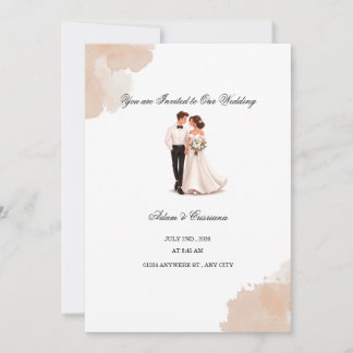 Convite de Casamento de Casal com Aquarela Elegant