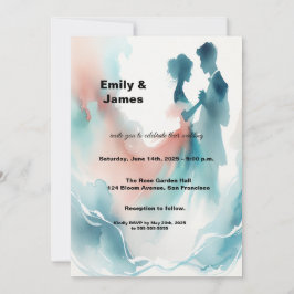 Convite de Casamento de Casal Dançando com Aquarel
