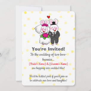 Convite de casamento de casal de coelhinhos fofos