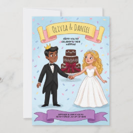 Convite de Casamento de Casal de Conto de Fadas