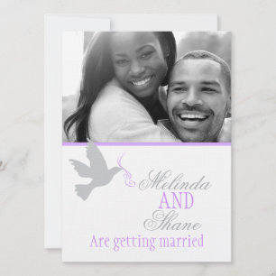 Convite de casamento de casal de fita roxa