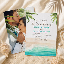Convite de Casamento de Casal de Praia Tropical em
