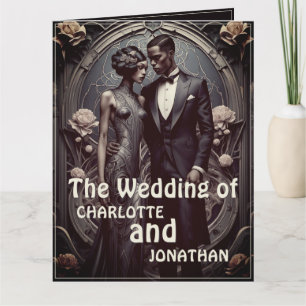 Convite de Casamento de Casal Elegante Art Déco