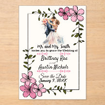 Convite de Casamento de Casal Elegante Floral