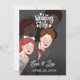 Convite de Casamento de Casal Ilustrado Moderno