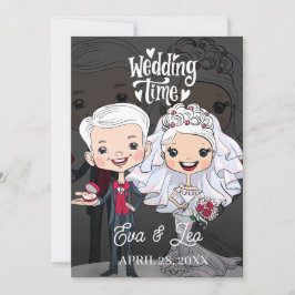 Convite de Casamento de Casal Ilustrado Moderno