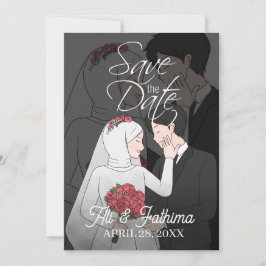 Convite de Casamento de Casal Ilustrado Moderno