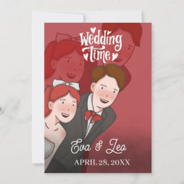 Convite de Casamento de Casal Ilustrado Moderno