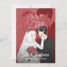 Convite de Casamento de Casal Ilustrado Moderno
