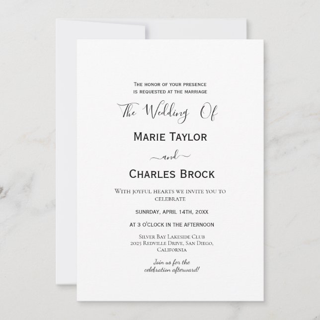 Convite de Casamento de Casal Minimalista (Frente)