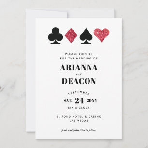 Convite de Casamento de Cassino Moderno com Brilho