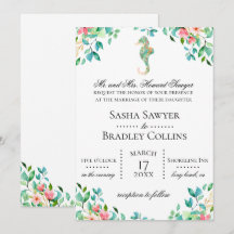 Convite De Casamento De Cavalo De Marinho Botânico