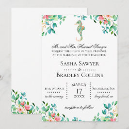 Convite De Casamento De Cavalo De Marinho Botânico